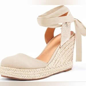 Elegant Beige Wedge Espadrilles